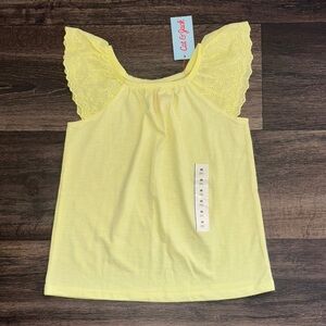 Cat & Jack Girls Yellow Eyelet Flutter Short Sleeve Top 8 nwt